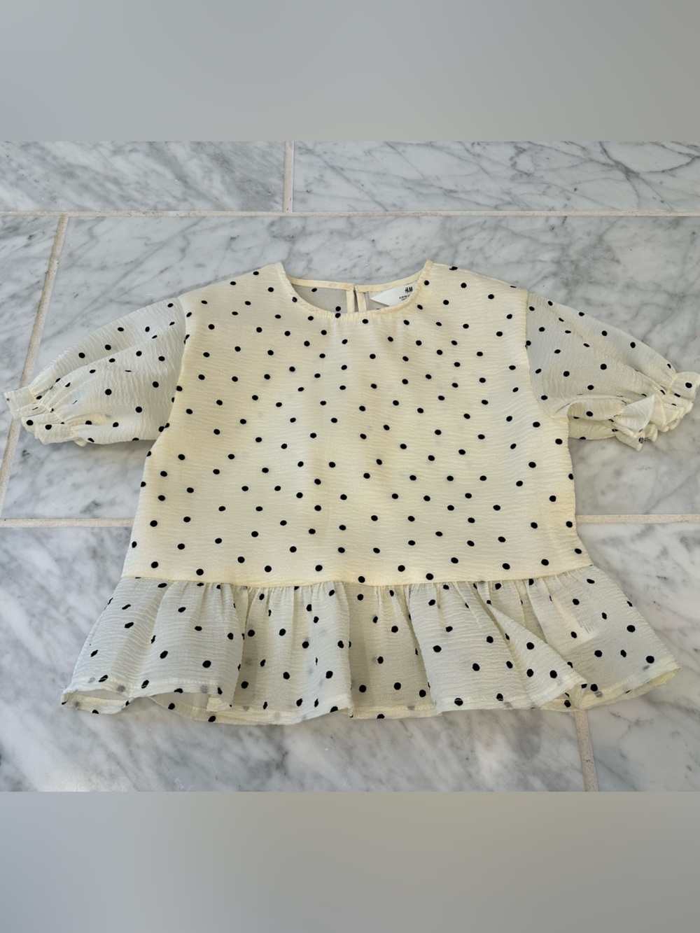 Polka Dot Ruffle Peplum Top